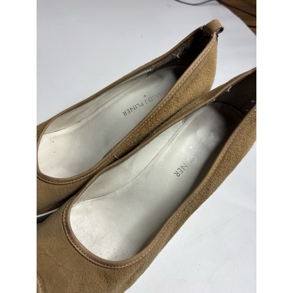 Donald J Pliner Carli Brown Suede Peep Toe Cork Wedge Heel Shoes Womens US 8M - Picture 4 of 9